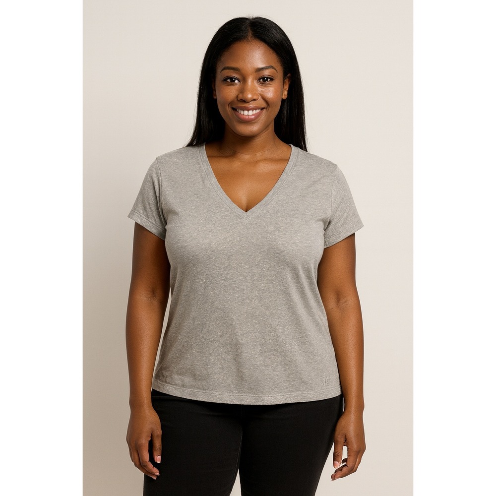 Victoria's Secret Gray V-Neck‎ T-Shirt XS Extra Small Short Sleeve Cozy Casual